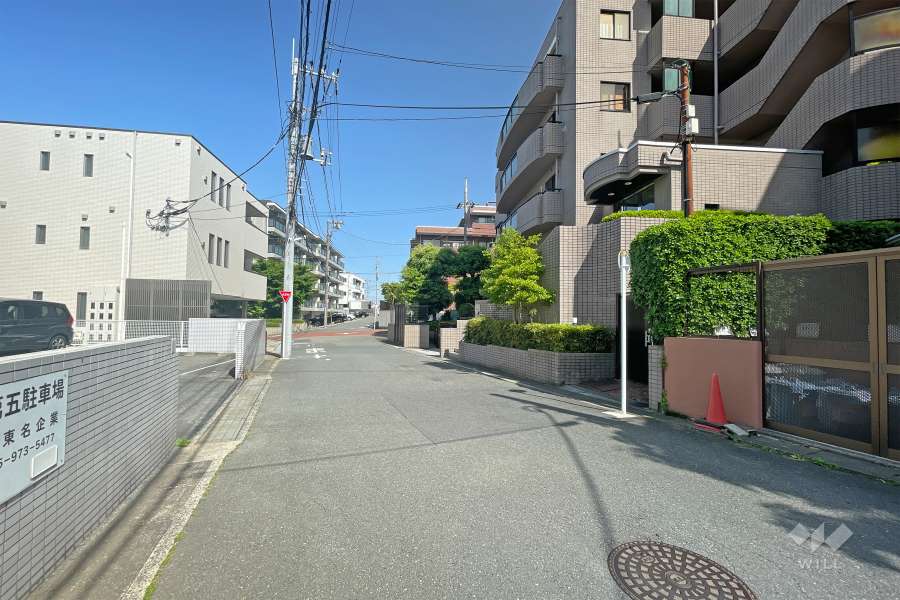 敷地北側の前面道路（西側から）