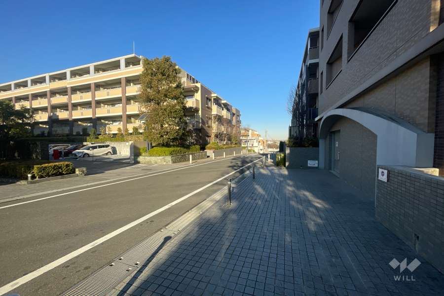 敷地の北東側前面道路（南東側から）