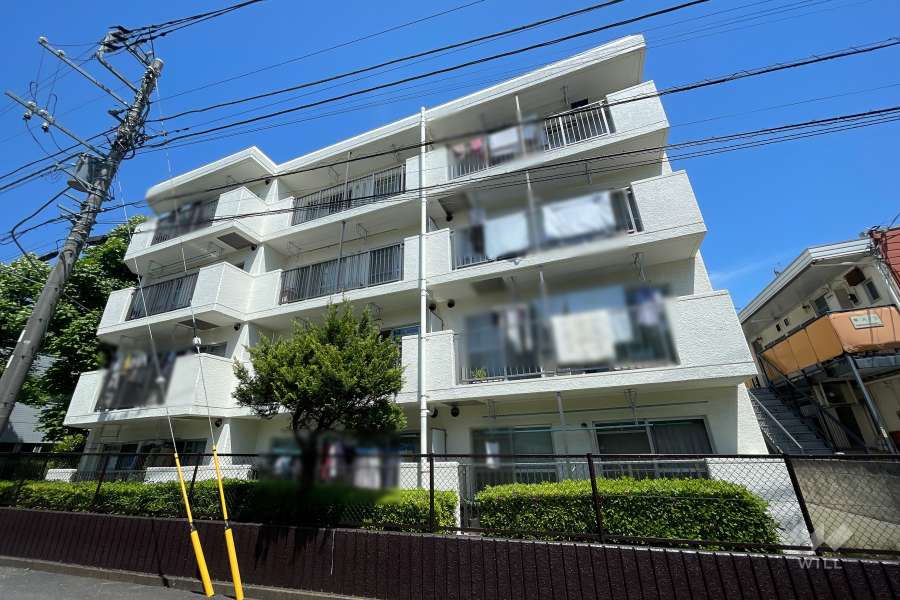 鷺沼すみれが丘スカイマンションの外観（南東側から）