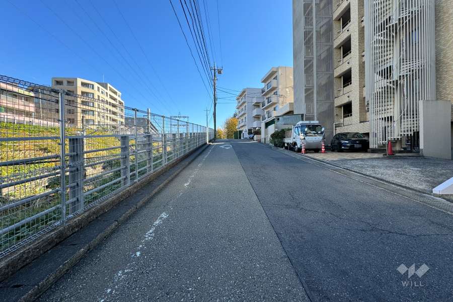 敷地の北側前面道路（西側から）