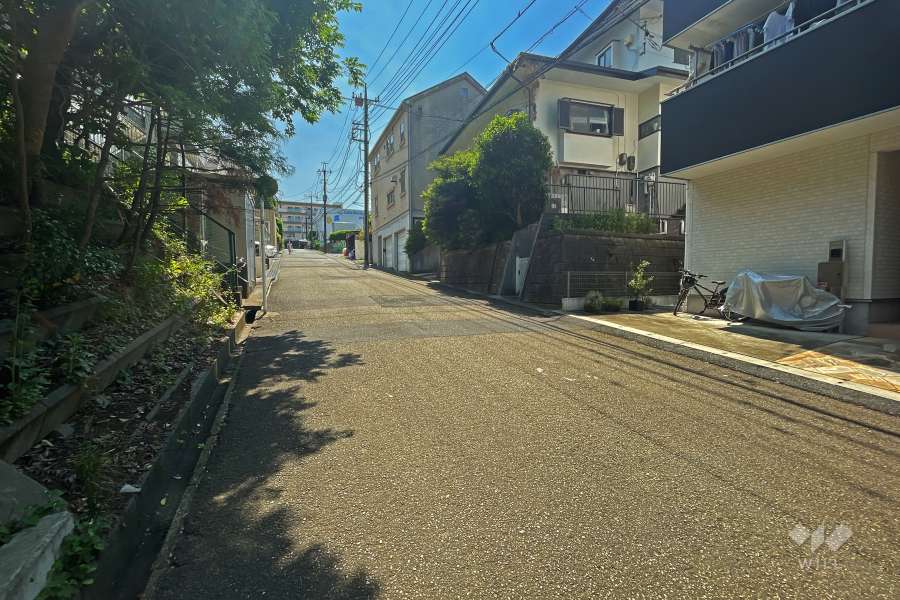 敷地北西側の前面道路（北東側から）