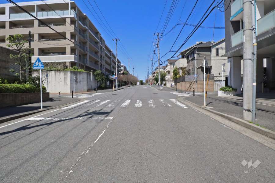 敷地北東側の前面道路（南東側から）