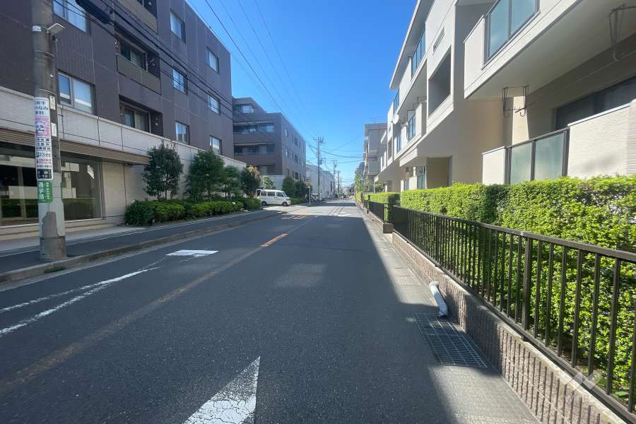 敷地南西側の前面道路（南東側から）