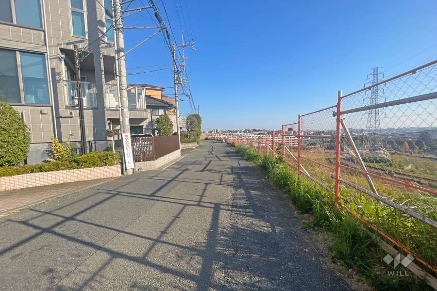 敷地南側の前面道路（北西側から）