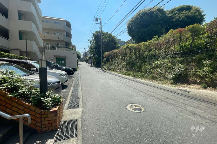 敷地北西側の前面道路（北東側から）