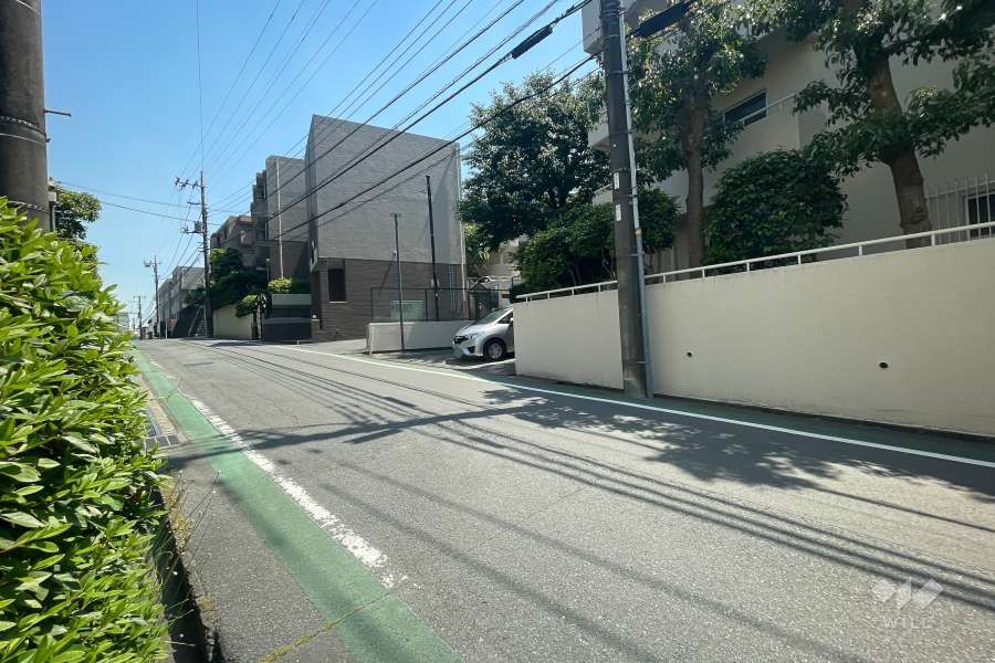 敷地北西側の前面道路（南西側から）