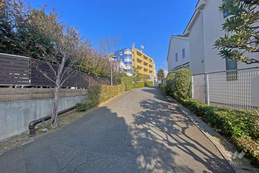 敷地北東側の前面道路（南西側から）