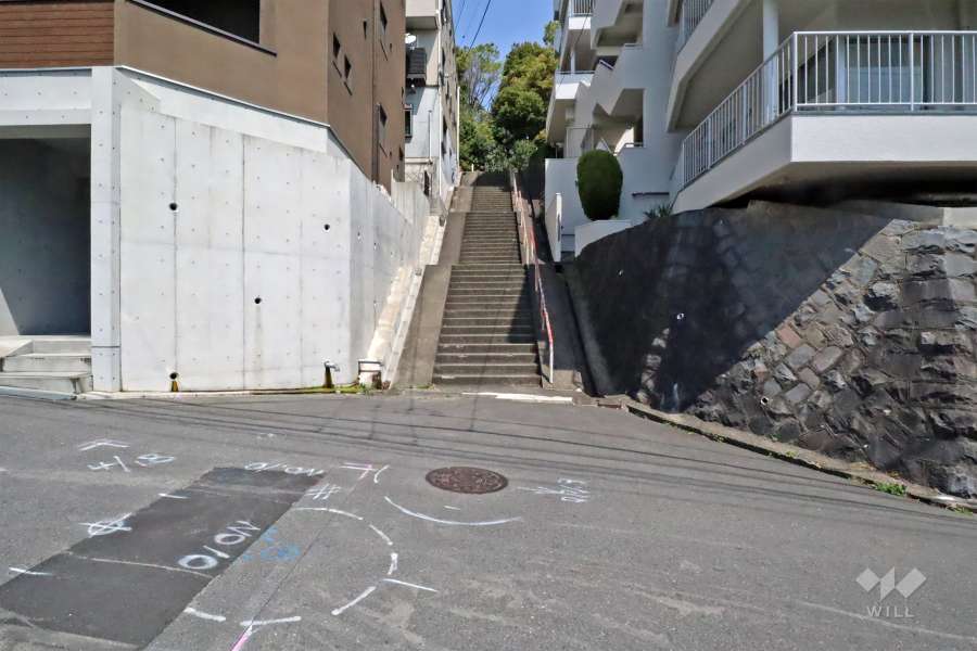 敷地の北西側階段(南西側から)