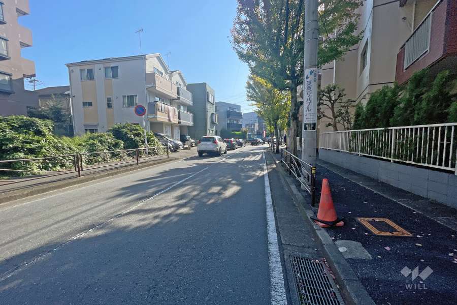 敷地北東側の前面道路（北西側から）