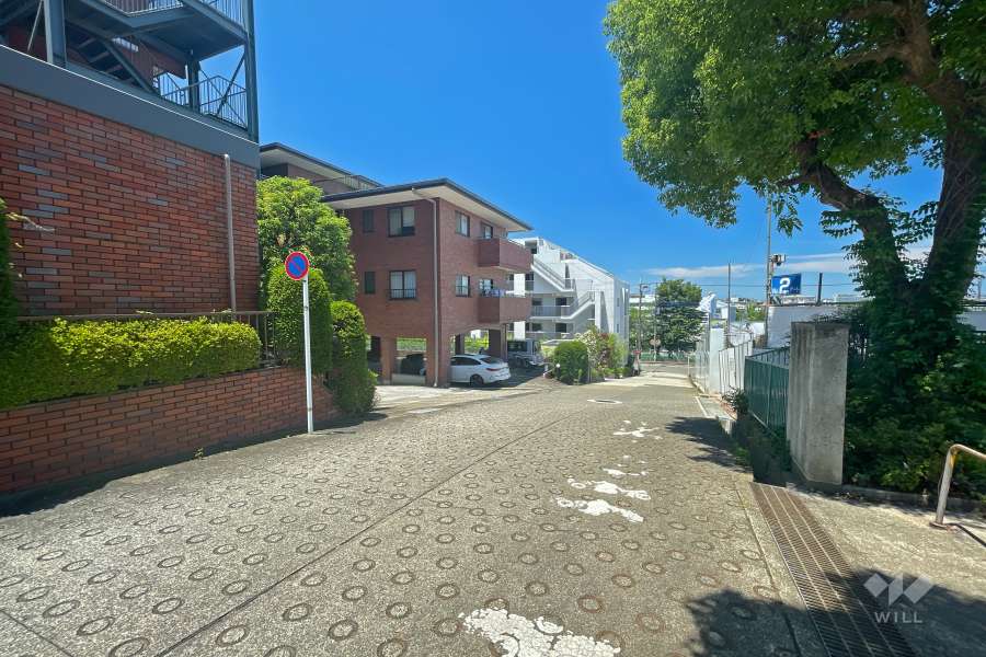 敷地北東側の前面道路（南東側から）