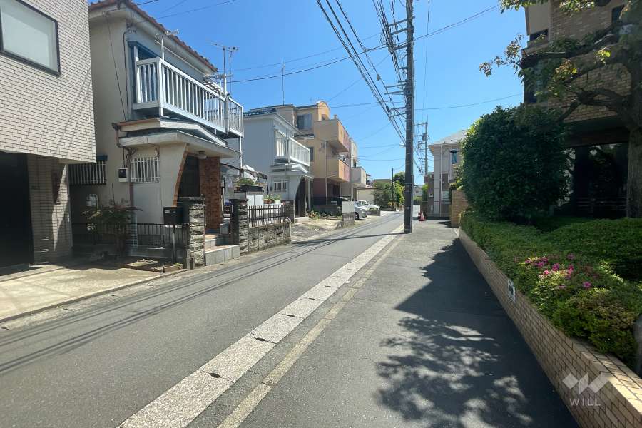 敷地北側の前面道路（西側から）