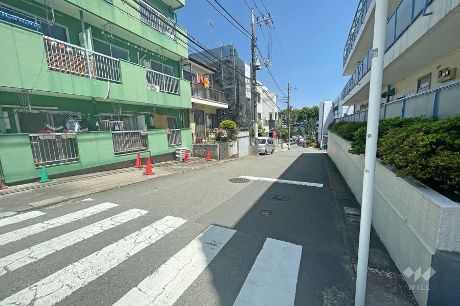 敷地北側の前面道路（西側から）