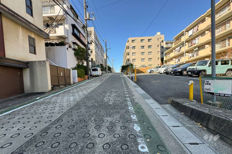 敷地南西側の前面道路（南東側から）