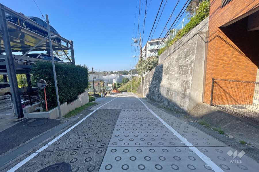 敷地南西側の前面道路（北東側から）
