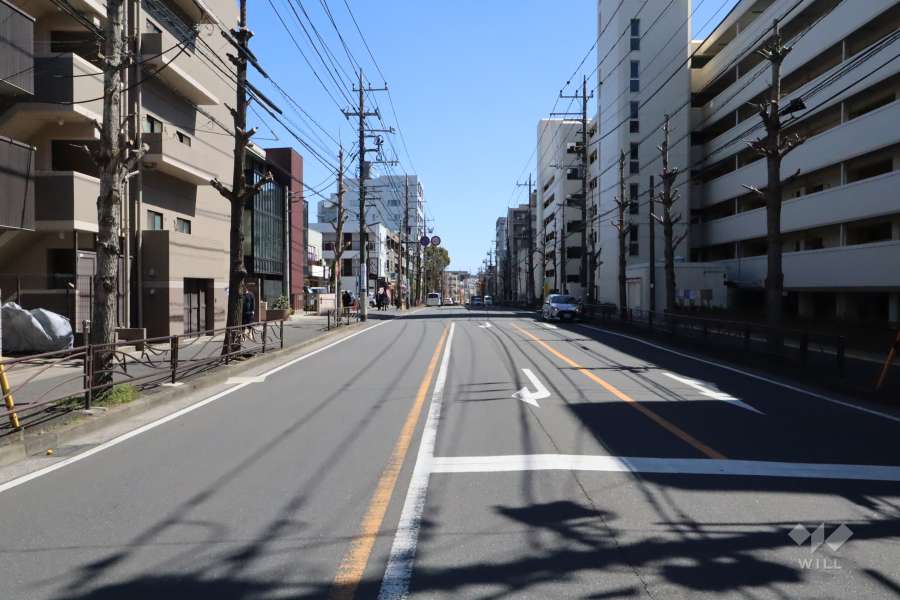 敷地北側の前面道路（西側から）