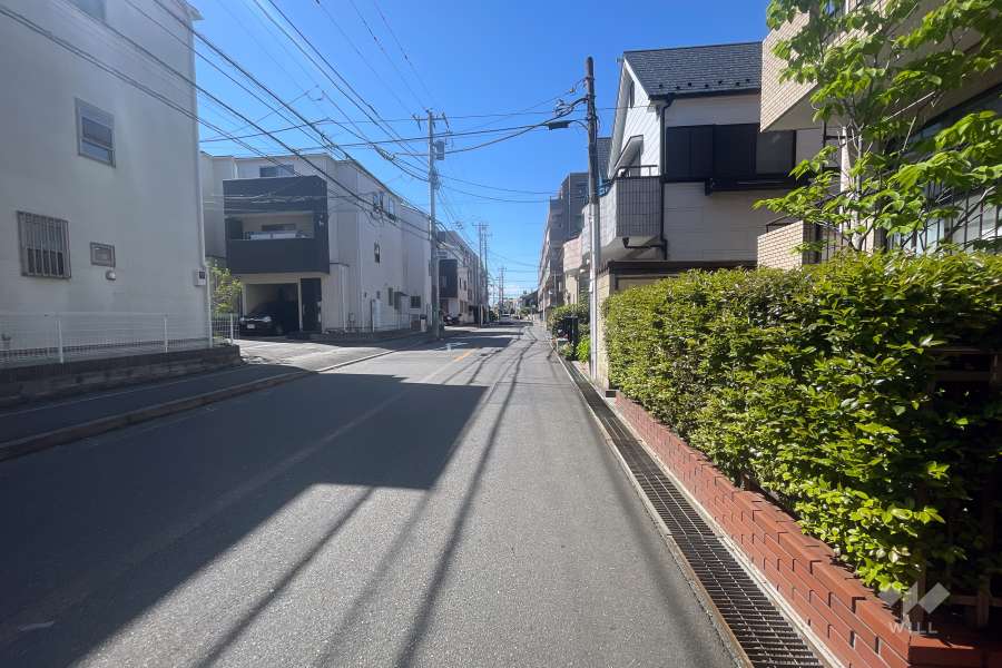 敷地南西側の前面道路（南東側から）