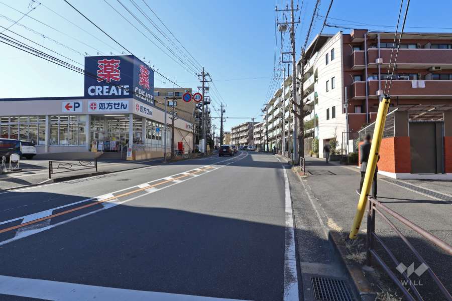 敷地南側の前面道路（東側から）