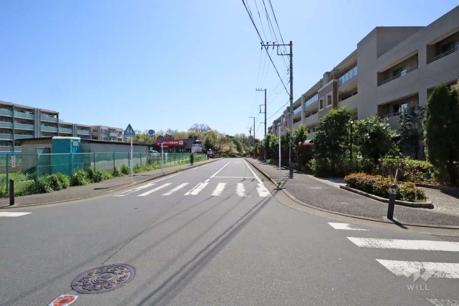 敷地北東側の前面道路(北西側から)