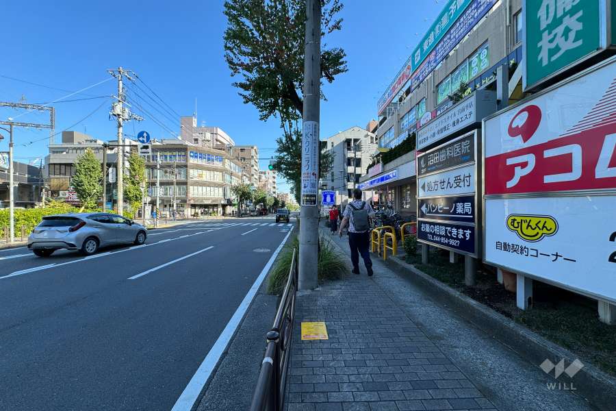 敷地の北側前面道路（西側から）