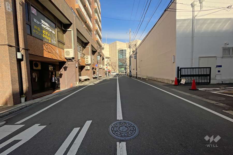 敷地東側の前面道路（南側から）
