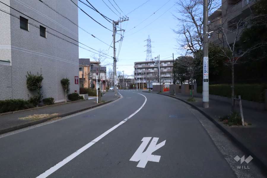 敷地西側の前面道路