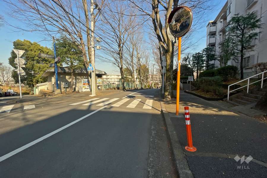 敷地北西側の前面道路（南西側から）