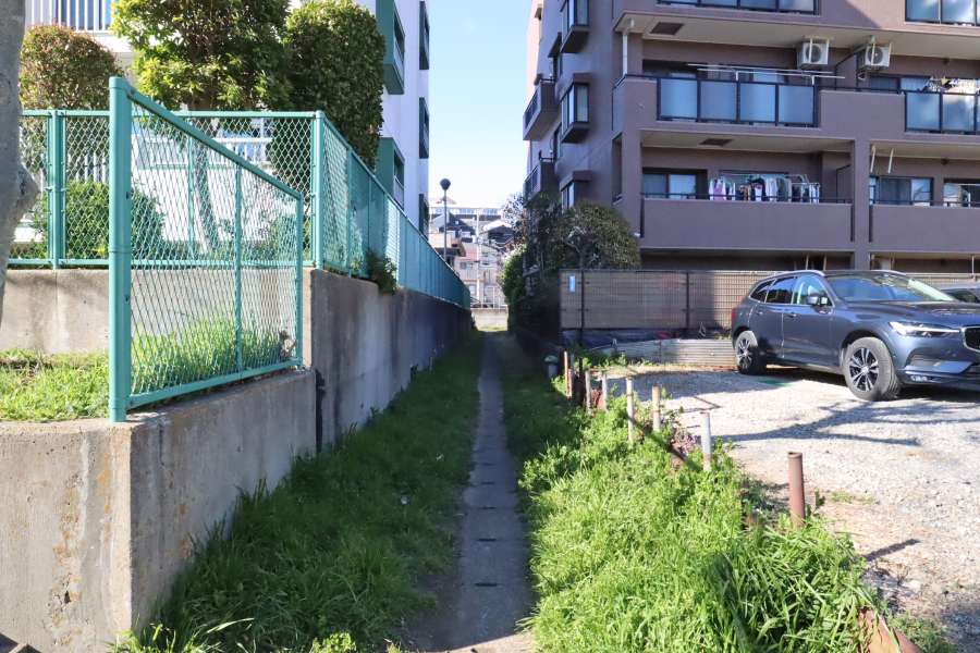 敷地西側の前面道路（北側から）