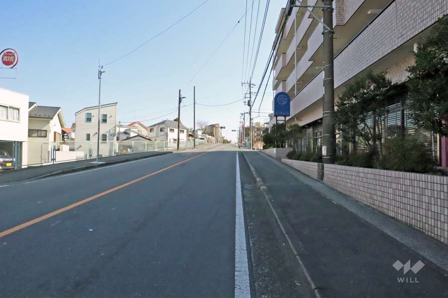 敷地北東側の前面道路（北西側から）