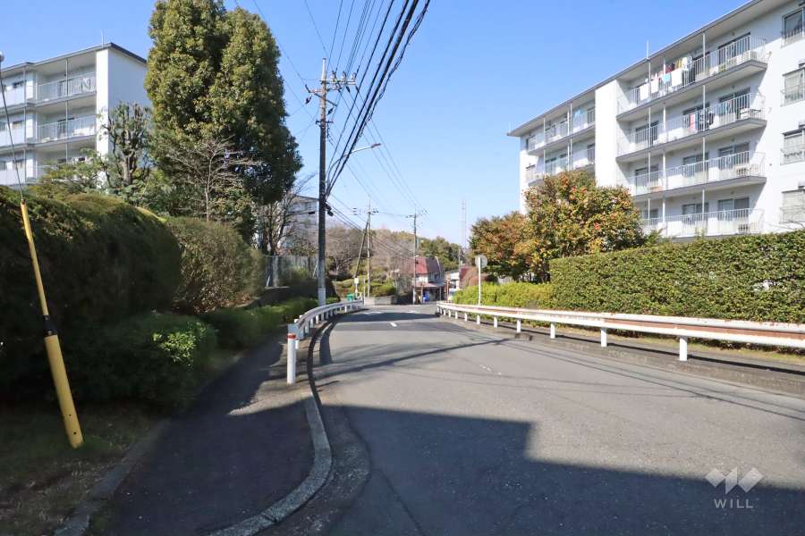 敷地北東側の前面道路(南東側から)