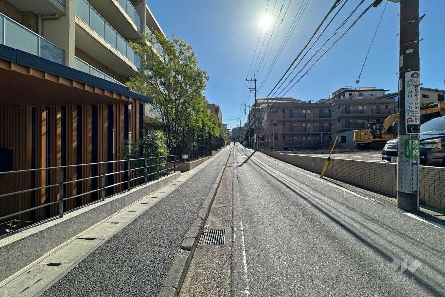 敷地西側の前面道路（北側から）