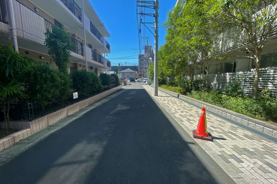 敷地東側の前面道路（北側から）
