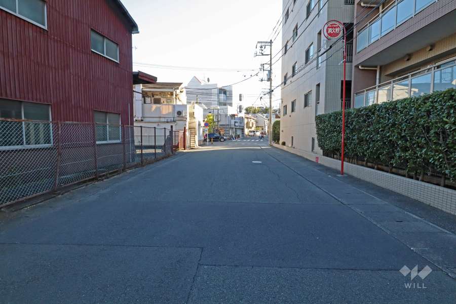 敷地東側の前面道路（北側から）