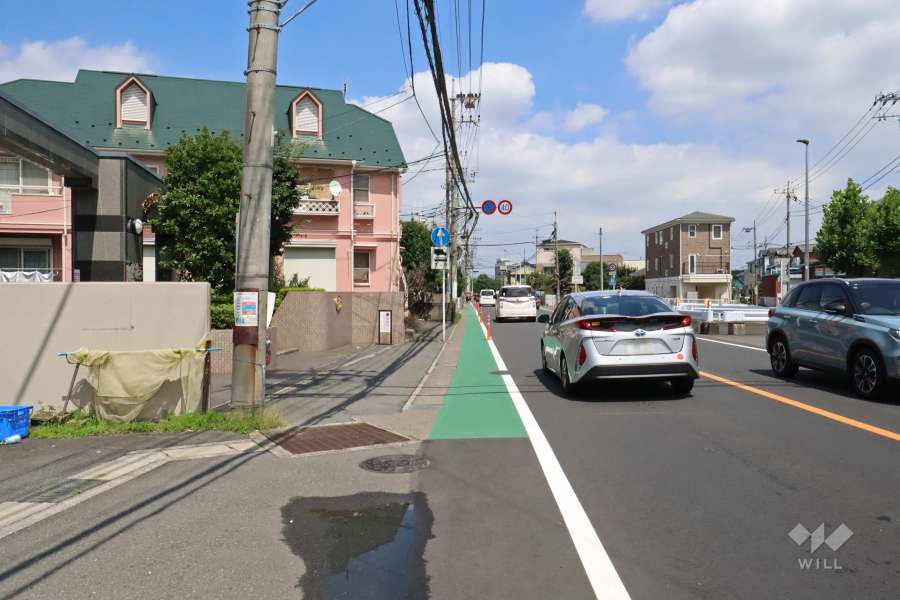 敷地南側の前面道路(西側から)