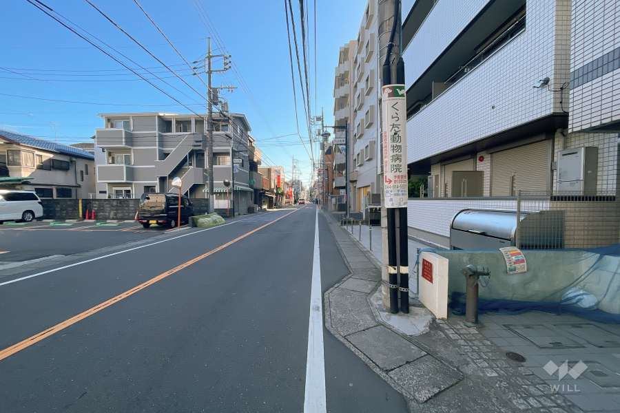 敷地北西側の前面道路（南西側から）