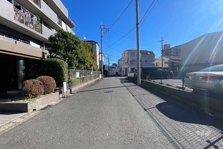 敷地南側の前面道路（西側から）