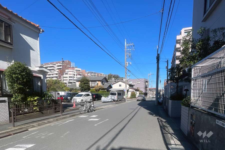 敷地北西側の前面道路（南側から）