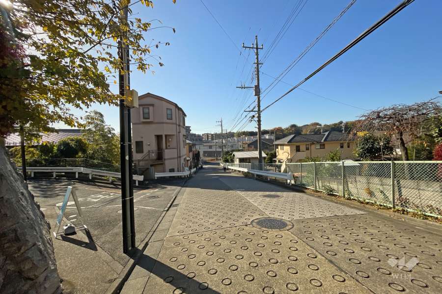 敷地北西側の前面道路（北東側から）