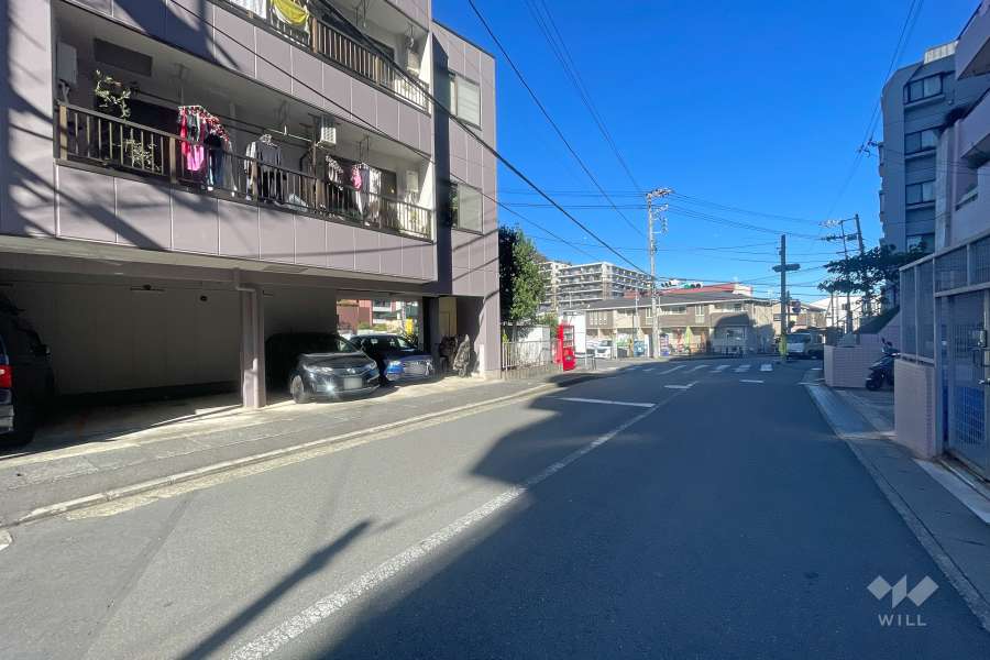 敷地北西側の前面道路（南西側から）