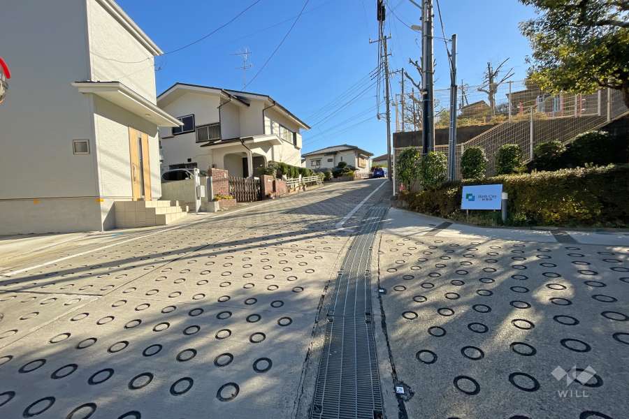 敷地北東側の前面道路（北西側から）
