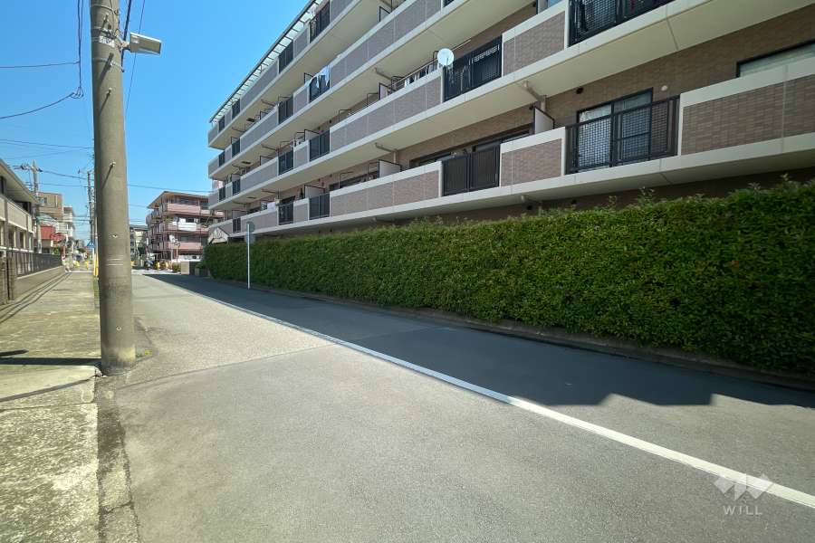 敷地西側の前面道路