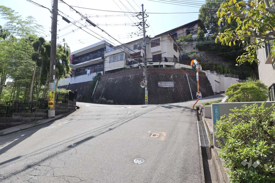 敷地南西側の前面道路(南東側から)