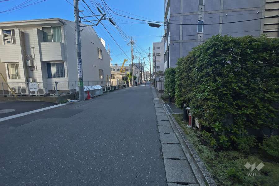 敷地北西側の前面道路（南西側から）