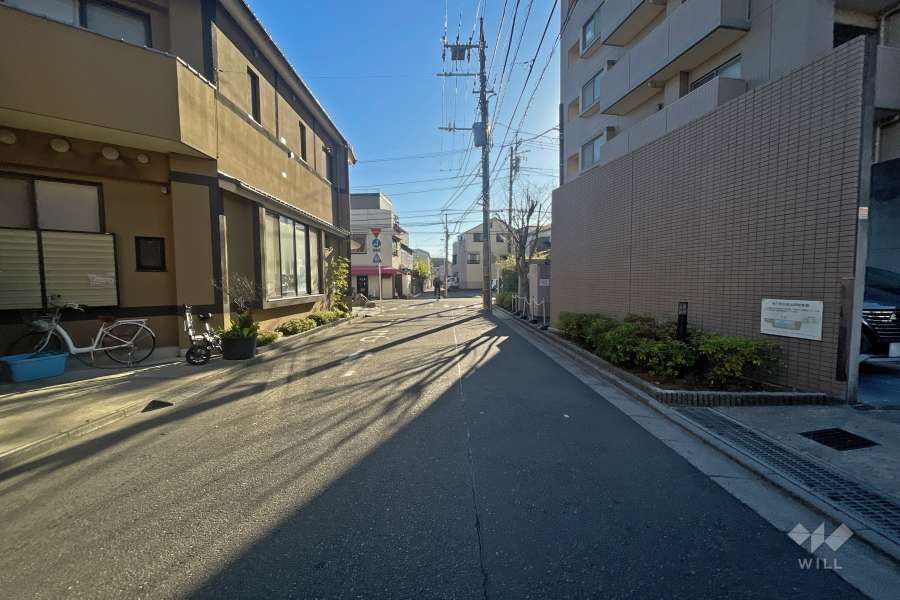 敷地北側の前面道路（西側から）