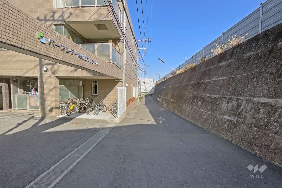 敷地の南側前面道路（西側から）