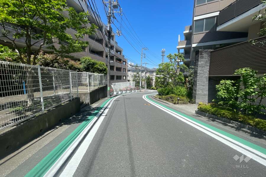 敷地東側の前面道路（南側から）