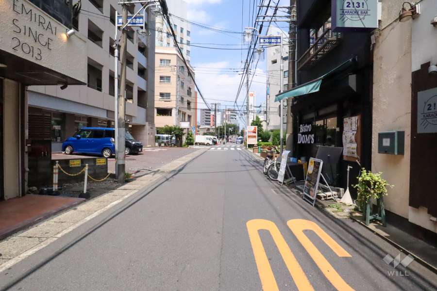敷地北西側の前面道路(南西側から)