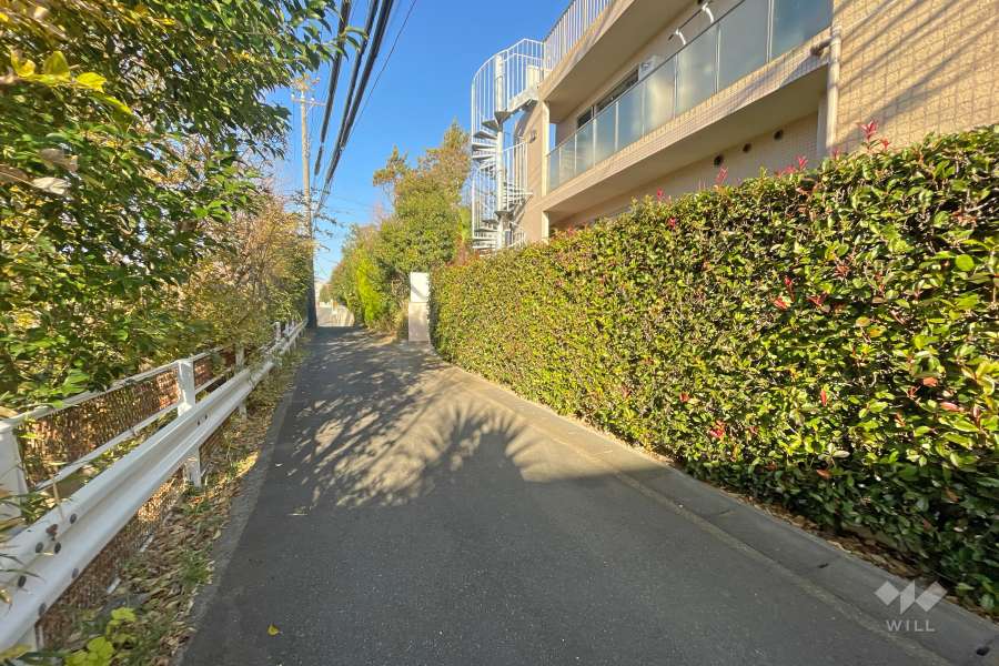 敷地南西側の前面道路（南東側から）