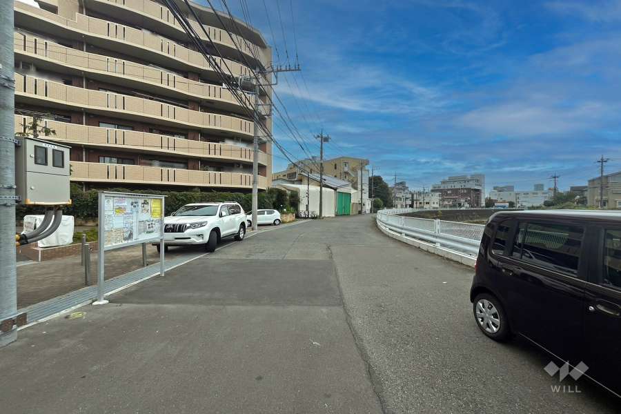 敷地南側の前面道路（西側から）