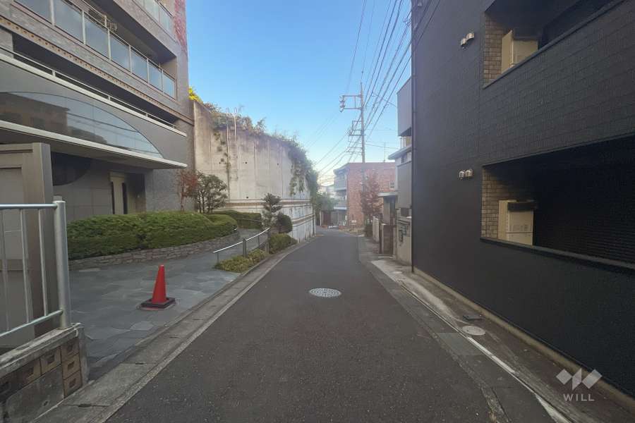 敷地東側の前面道路（南側から）