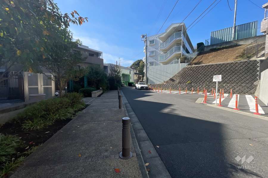 敷地北西側の前面道路（北東側から）